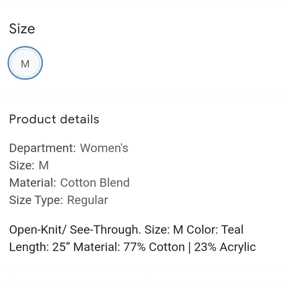 American Eagle Open Knit Sweater Teal Size Medium - Picture 5 of 7